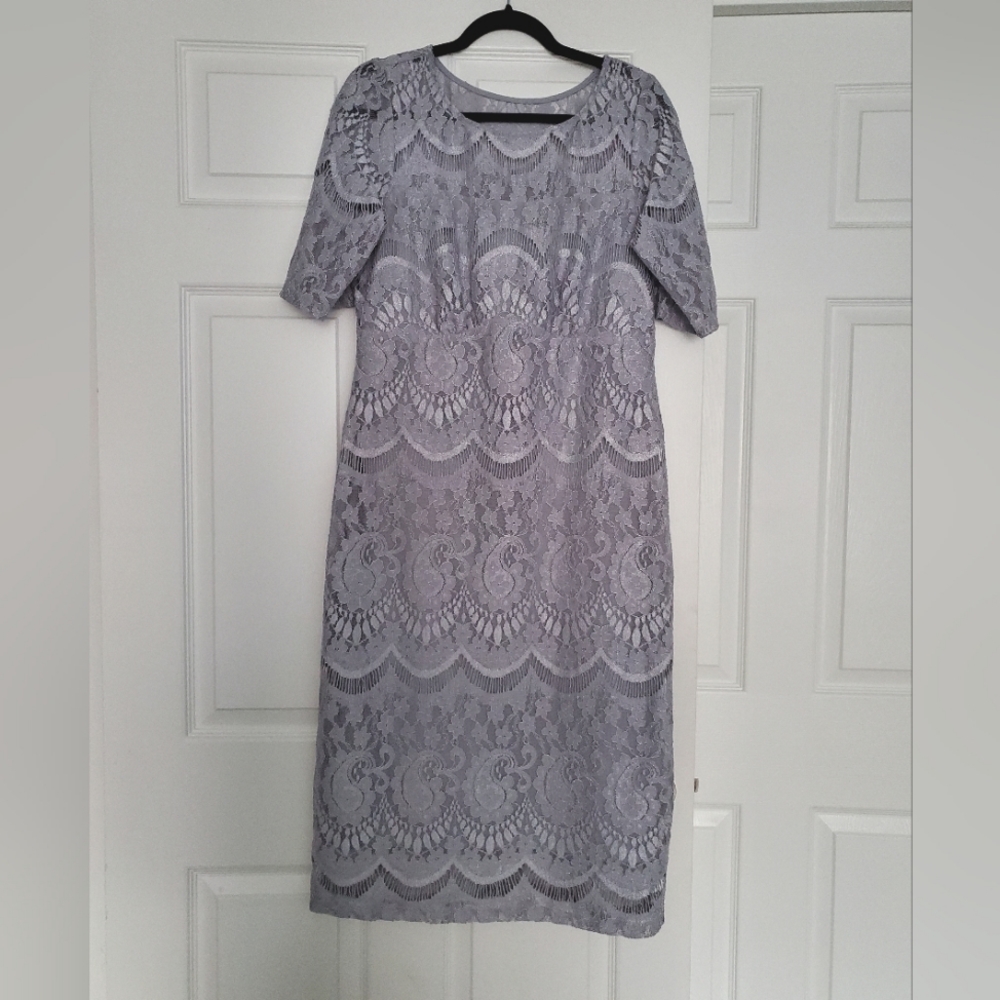 Rabbit Rabbit Rabbit Designs Gray Lace Cocktail Dress